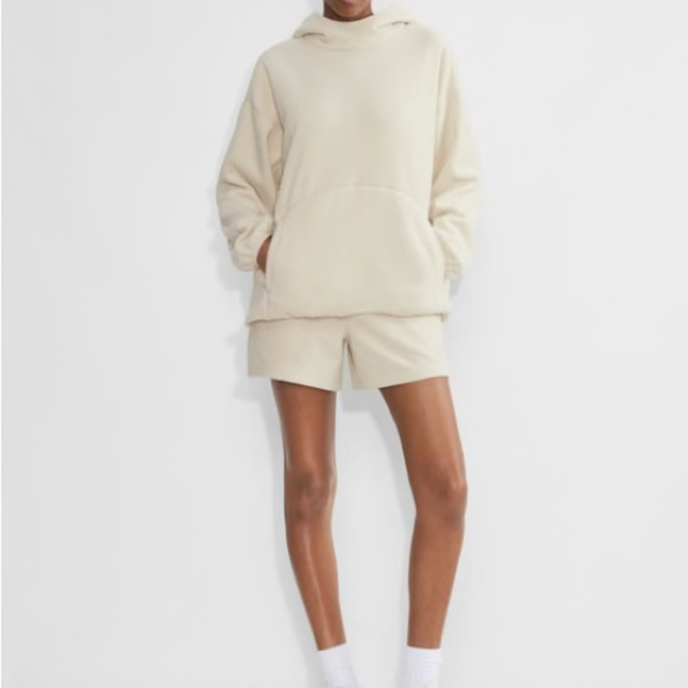 Aritzia Golden Polartec Mockneck Hoodie and Shorts Set